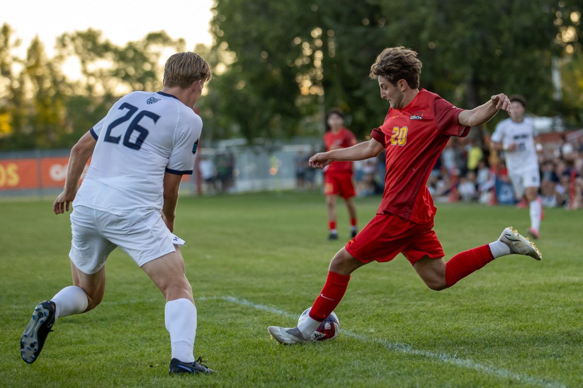 Owen Antoniuk (Right); Dinos v. Cougars, Aug. 31 2024. Photo by Chris Lindsey.