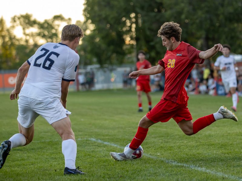 Owen Antoniuk (Right); Dinos v. Cougars, Aug. 31 2024. Photo by Chris Lindsey.